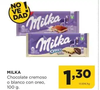 Alimerka MILKA Chocolate cremoso o blanco con oreo, oferta