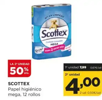 Alimerka SCOTTEX Papel higiénico mega, 12 rollos oferta