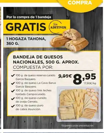 Alimerka BANDEJA DE QUESOS NACIONALES, 500 G. APROX. COMPUESTA POR: oferta