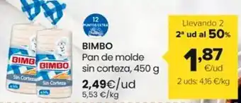 Autoservicios Familia Bimbo - pan de molde sin corteza oferta