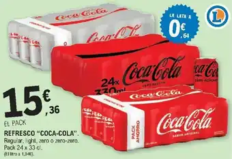 E.Leclerc Refresco "Coca-Cola" Pack 24 x 33 cl. El Pack oferta