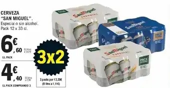E.Leclerc Cerveza "San Miguel" Pack 12 x 33 cl. El Pack Comprando 3 oferta