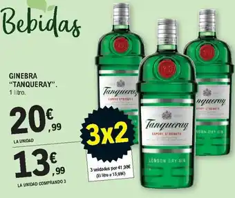 E.Leclerc Ginebra "Tanqueray" 1 litro La Unidad Comprando 3 oferta