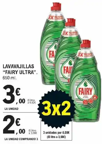 E.Leclerc Lavavajillas "Fairy Ultra" 650 ml. La Unidad Comprando 3 oferta