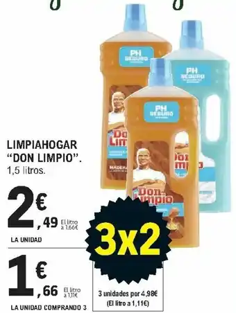 E.Leclerc Limpiahogar "Don Limpio" 1.5 litros La Unidad Comprando 3 oferta