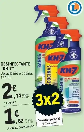E.Leclerc Desinfectante "KH-7" 750 ml. La Unidad Comprando 3 oferta