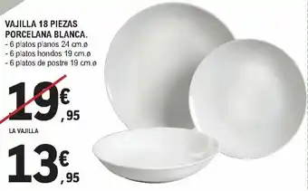 E.Leclerc Vajilla 18 Piezas Porcelana Blanca. oferta