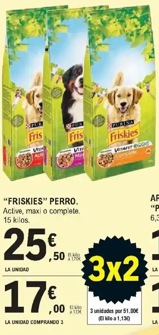 E.Leclerc Friskies Perro Active, maxi o complete 15 kilos oferta