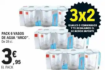 E.Leclerc Pack 6 Vasos de Agua "Arco" de 28 cl. oferta