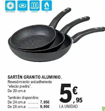 E.Leclerc Sartén Granito Aluminio Revestimiento antiadherente "efecto piedra" de 20 cm. oferta