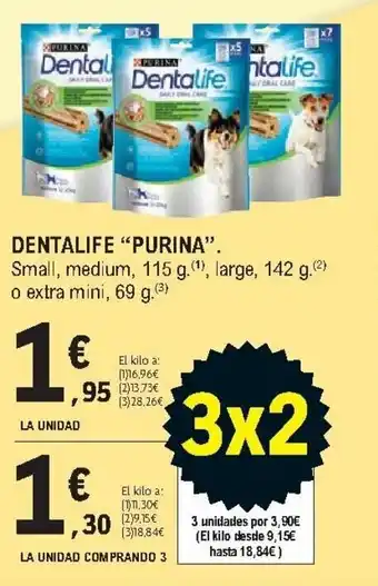 E.Leclerc Purina Dentalife Small,medium, 116g, large 142g o extra mini 69g oferta