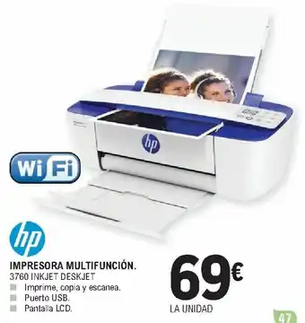 E.Leclerc hp Impresora Multifunción 3760 Inkjet Deskjet oferta