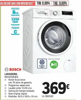 E.Leclerc BOSCH Lavadora WAN24264ES oferta