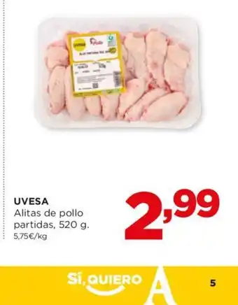 Alimerka UVESA Alitas de pollo partidas, 520 g oferta