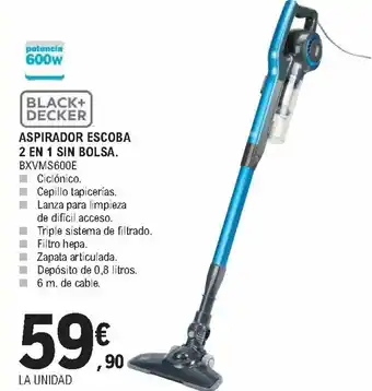 E.Leclerc Black + Decker Aspirador Escoba 2 En 1 Sin Bolsa oferta
