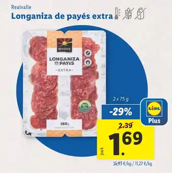 Lidl Realvalle Longaniza de payés extra oferta