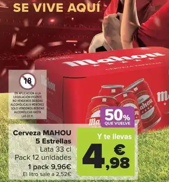 Carrefour Mahou - cerveza 5 estrellas oferta