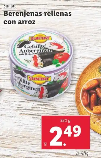 Lidl Suntat Berenjenas rellenas con arroz oferta