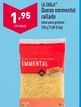 ALDI LA TABLAⓇ Queso emmental oferta