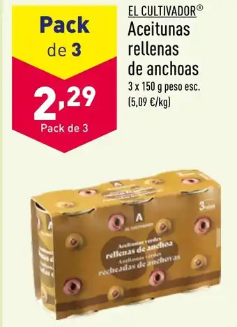 ALDI EL CULTIVADORⓇ Aceitunas rellenas de anchoas oferta