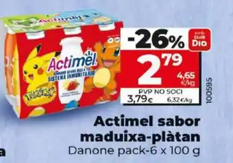 Dia Actimel sabor maduixa-plàtan oferta