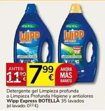 Consum Detergente gel Limpieza profunda o Limpieza Profunda Higiene y antiolores Wipp Express BOTELLA 35 lavados oferta