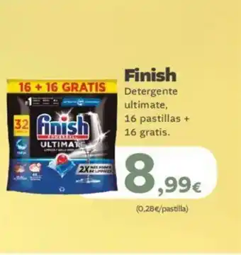 Supermercados Lupa Finish Detergente todo en 1, 25 pastillas +25 gratis. oferta