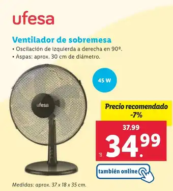 Lidl Ventilador de sobremesa oferta