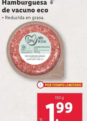 Lidl Hamburguesa de vacuno eco oferta