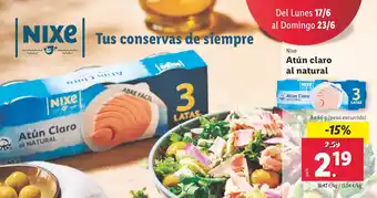 Lidl Atún claro al natural oferta