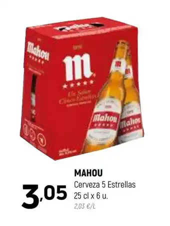 Coviran MAHOU Cerveza 5 Estrellas 25 cl x 6 u. oferta