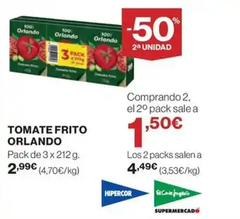 El Corte Inglés TOMATE FRITO ORLANDO oferta