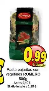 SPAR Romero - pasta pajaritas con vegetales oferta