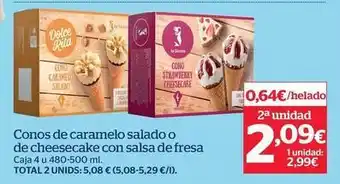 La Sirena Conos de caramelo salado o de cheesecake con salsa de fresa oferta