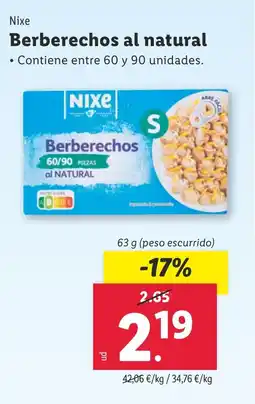 Lidl Nixe Berberechos al natural oferta