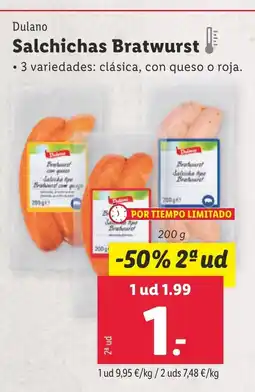 Lidl Dulano Salchichas Bratwurst oferta