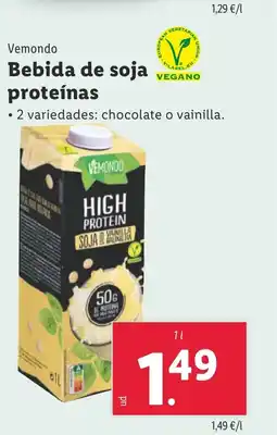 Lidl Vemondo Bebida de soja proteínas oferta