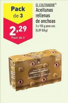 ALDI El cultivador - aceitunas rellenas de anchoa oferta