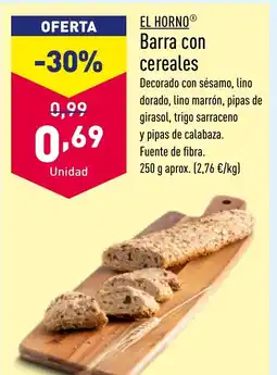 ALDI EL HORNO® Barra con cereales oferta