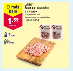 ALDI LA TABLAⓇ Bacon en tiras cocido y ahumado oferta