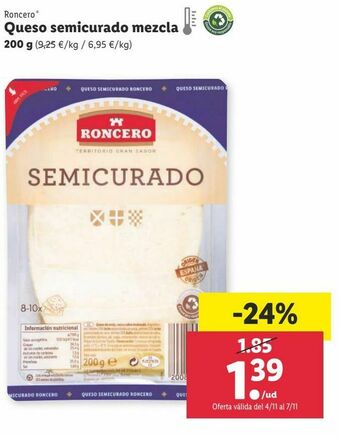 Lidl Queso semicurado roncero oferta