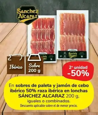 Carrefour Market En sobres de paleta o jamón de cebo ibérico 50% raza ibérica en lonchas sánchez alcaraz oferta