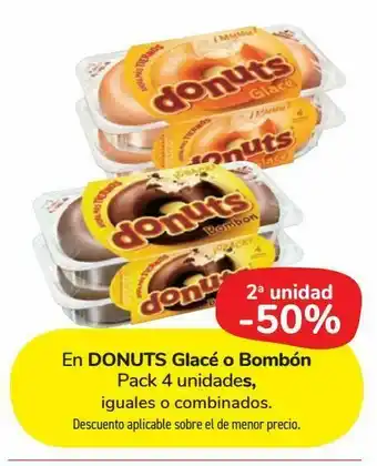 Carrefour Market En donuts glacé o bombón pack 4 unidades, iguales o combinado oferta