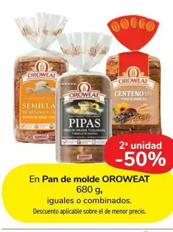 Carrefour Market En pan de molde oroweat 680 g, iguales o combinados oferta