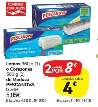 Carrefour Market Lomos 360 g o corazones 500 g de merluza pescanova oferta