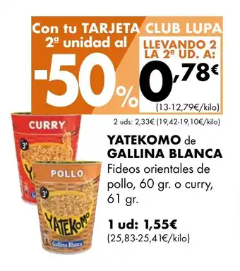 Supermercados Lupa YATEKOMO de GALLINA BLANCA oferta