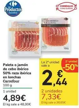 Carrefour Express Carrefour - paleta o jamón de cebo ibérico 50% raza ibérica en lonchas oferta
