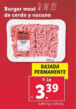 Lidl Burger meat de cerdo y vacuno oferta