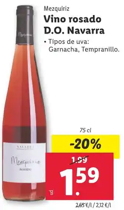 Lidl Mezquiriz Vino rosado D.O. Navarra oferta