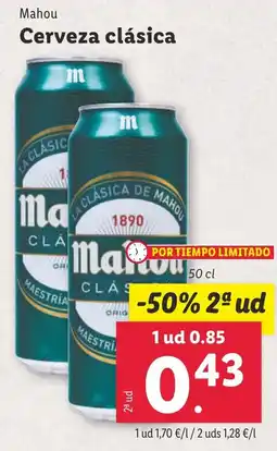 Lidl Mahou Cerveza clásica oferta